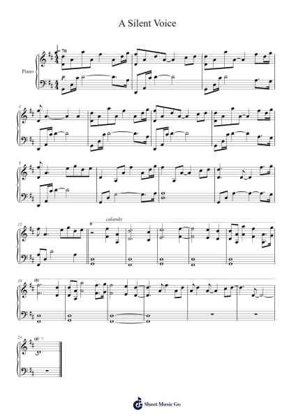 A Silent Voice Sheet Music by Kensuke Ushio-Arr.Gracejosh