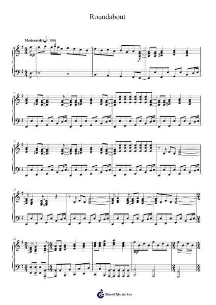 Roundabout Sheet Music by Yes-Arr.Macre Accer