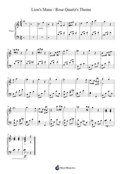 Lion's Mane / Rose Quartz's Theme Sheet Music by aivi/surasshu-Arr.Rusden