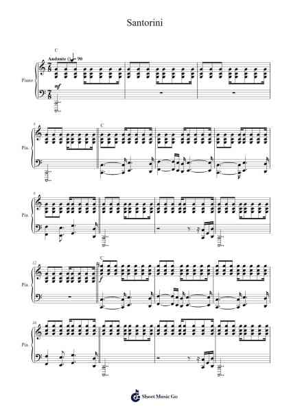 Santorini Sheet Music by Yanni-Arr.Dysaul Beaze