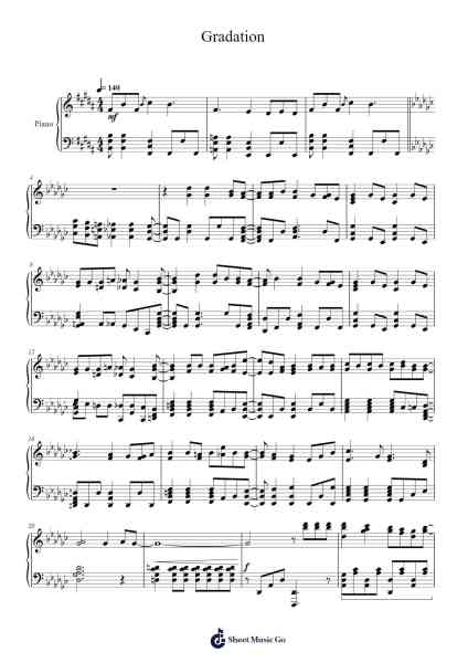 Gradation Sheet Music by KANA-BOON/Yuuho Kitazawa-Arr.Kingsgust