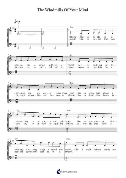 The Windmills Of Your Mind Sheet Music by Noel Harrison-Arr.Hoyving