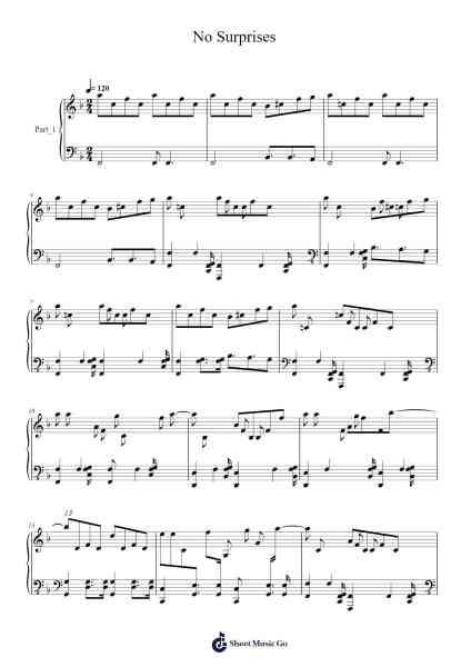 No Surprises Sheet Music by Radiohead-Arr.Yulejah