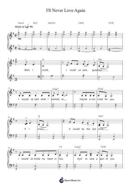 I'll Never Love Again Sheet Music by Lady Gaga-Arr.Sret