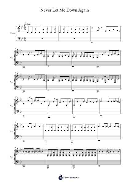 Never Let Me Down Again Sheet Music by Depeche Mode-Arr.Rodblair