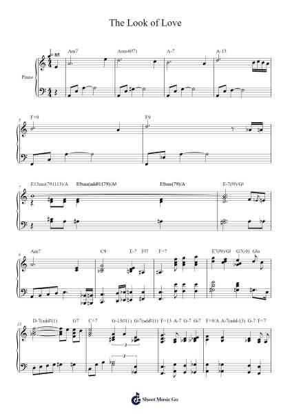 The Look of Love Sheet Music by Burt Bacharach-Arr.Ossharp Nortiane