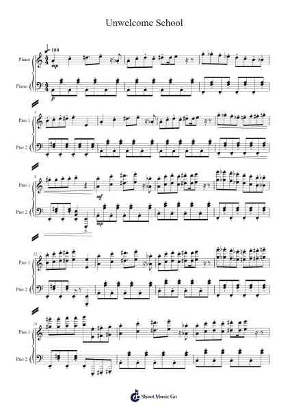 Unwelcome School Sheet Music by Mitsukiyo-Arr.Lupeg
