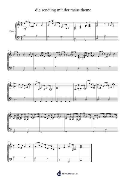 die sendung mit der maus theme Sheet Music by Misc Unsigned Bands-Arr.Bophen