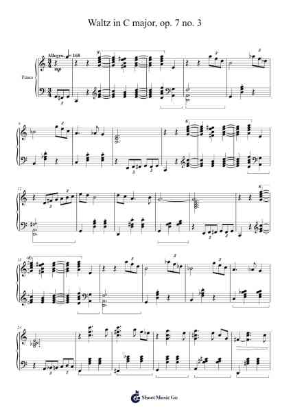 Waltz in C Major, Op. 7 No. 3 Sheet Music by Ian Lee-Arr.Handre Raekiel