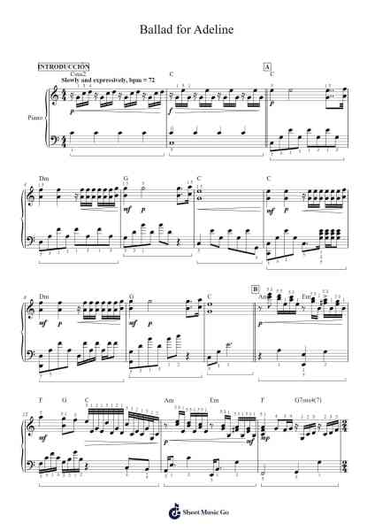 Ballade pour Adeline Sheet Music by Paul de Senneville/O. Tousent-Arr.Stanid