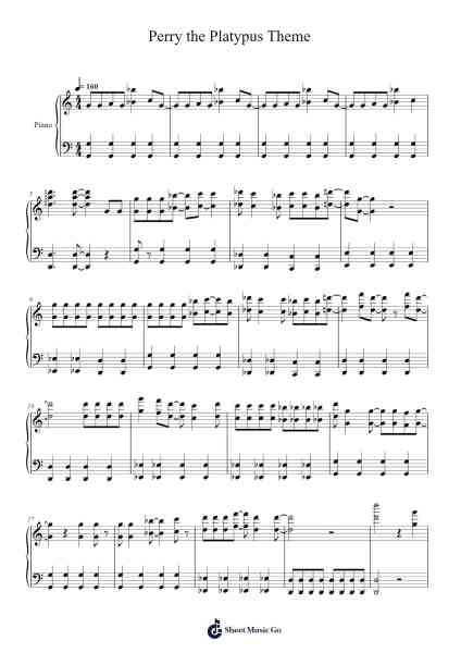 Perry the Platypus Theme Sheet Music by Danny Jacob-Arr.Bettiane Rexpoe