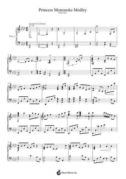 Princess Mononoke Medley Sheet Music by Joe Hisaishi-Arr.Tateearl Grantbroad
