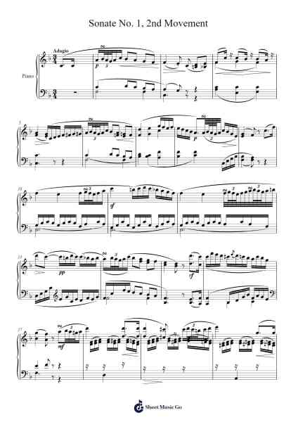 Sonate No. 1, 2nd Movement Sheet Music by Ludwig van Beethoven-Arr.Louhal
