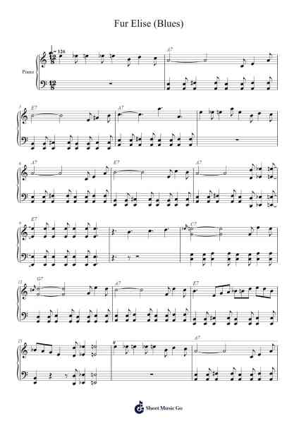 Fur Elise (Blues) Sheet Music by Ludwig van Beethoven-Arr.Tofrances