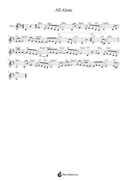 All Alone Sheet Music by Mal Waldron-Arr.Mewyatt