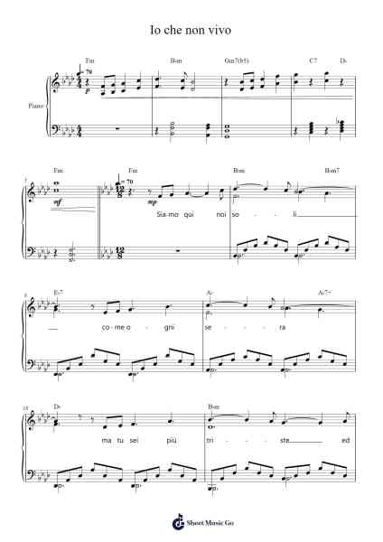 Io che non vivo Sheet Music by Pino Donaggio-Arr.Wanje Phoefra