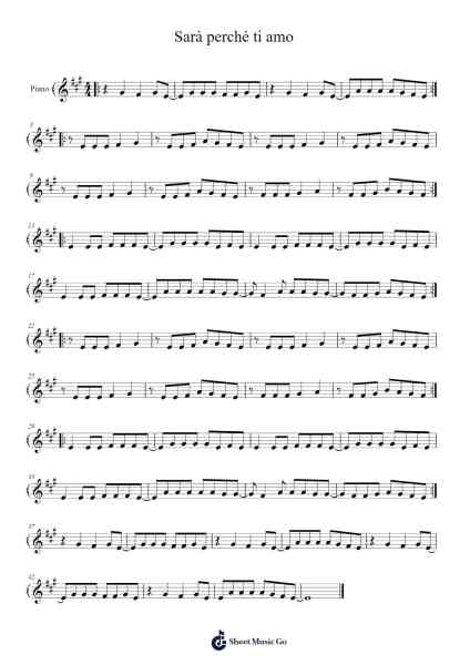Sarà perché ti amo Sheet Music by Ricchi e Poveri-Arr.Virquinn Hoodvid