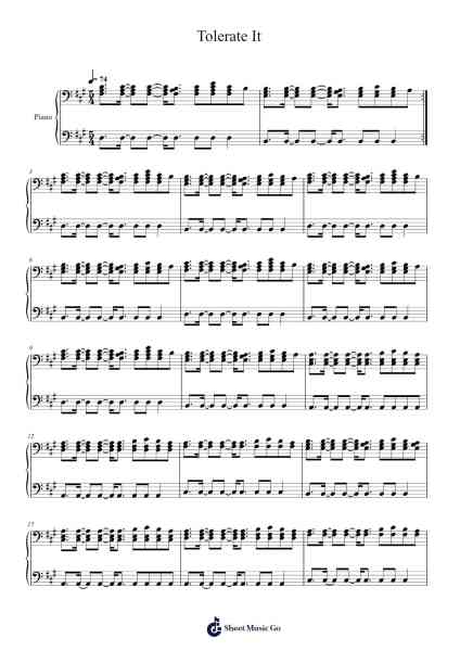 Tolerate It Sheet Music by Taylor Swift-Arr.Hudfitch Terleign