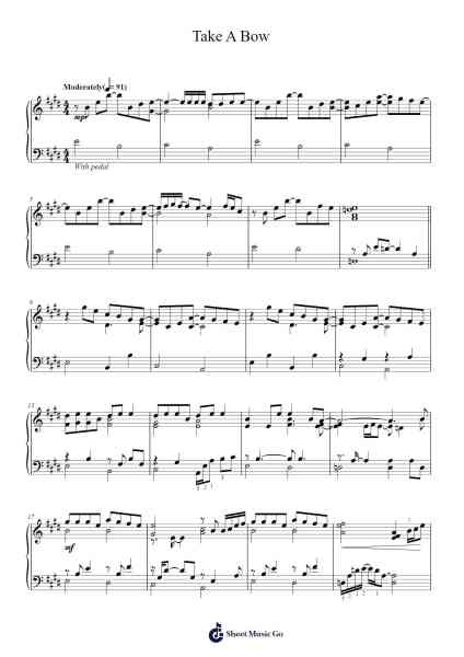Take A Bow Sheet Music by Rihanna-Arr.Jannuel Graceche