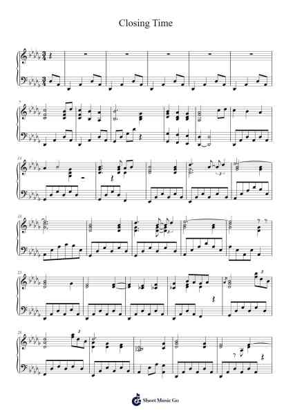 Closing Time Sheet Music by Semisonic-Arr.Saulnick Huddon
