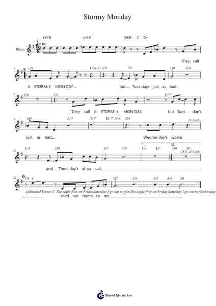 Stormy Monday Sheet Music by Aaron "T-Bone" Walker-Arr.Poundlaw Krisdre