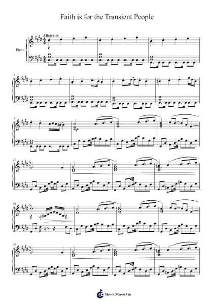 Faith is for the Transient People Sheet Music by ZUN-Arr.Watblack Jackcoln