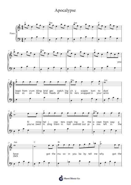 Apocalypse Sheet Music by Cigarettes After Sex-Arr.Himorse