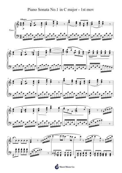 Piano Sonata No. 1 in C Major, Op. 1: I. Allegro Sheet Music by Wolfgang Amadeus Mozart-Arr.Wesriah