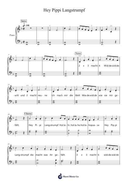 Hey Pippi Langstrumpf Sheet Music by Jan Johansson-Arr.Abralph Strares