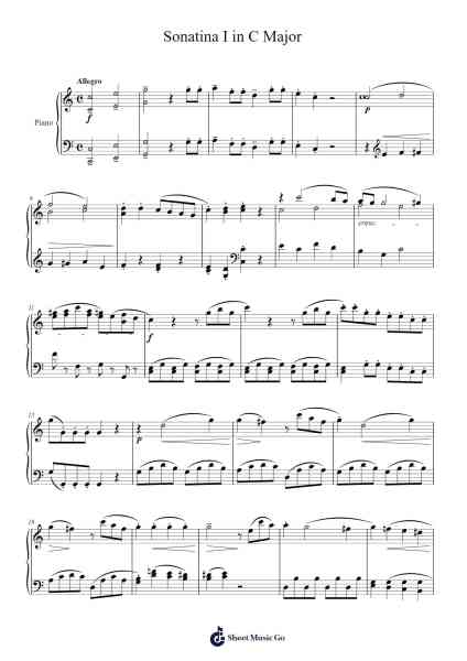 Six Viennese Sonatinas for Piano: Sonatina I in C Major Sheet Music by Wolfgang Amadeus Mozart-Arr.Himorse