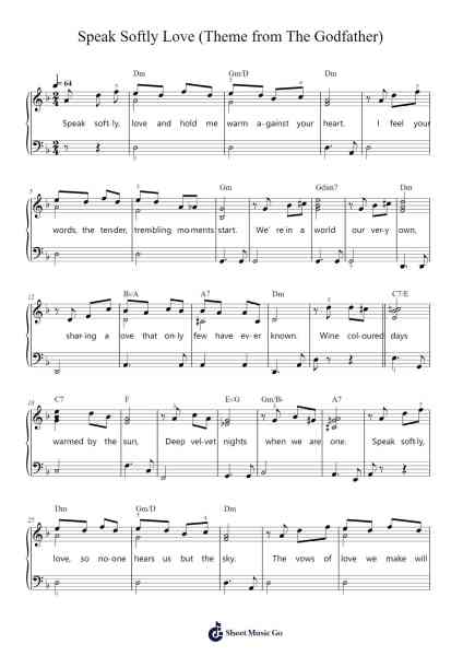 Speak Softly Love (Godfather Theme) Sheet Music by Andy Williams-Arr.Drylie