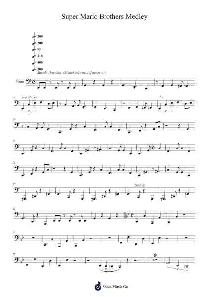 Super Mario Brothers Medley Sheet Music by -Arr.Copclife Hudvan