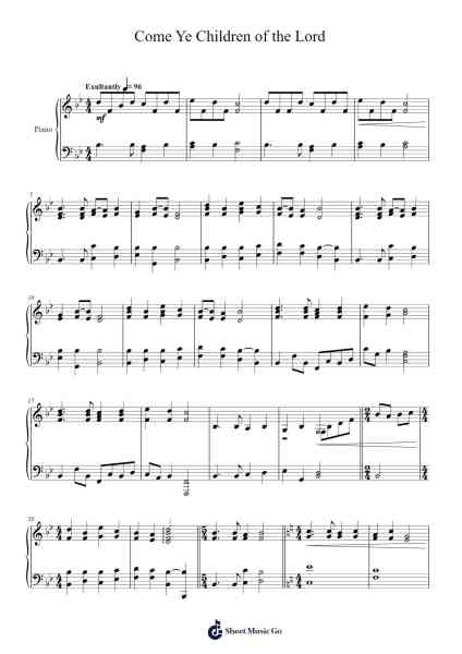 Come Ye Children of the Lord Sheet Music by Twainben-Arr.Wesquinn Bunmeg