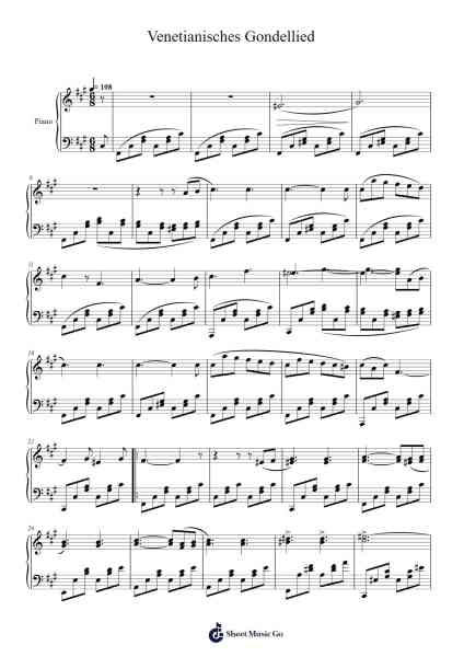 Venetianisches Gondellied Sheet Music by Jakob Ludwig Felix Mendelssohn Bartholdy-Arr.Evertrine Curcent
