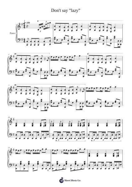 Don't say "lazy" 樂譜由 Sakurakou K-On Bu - 編曲 Buckclough Woogold