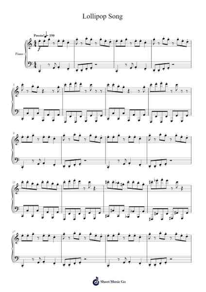 Lollipop Song Sheet Music by Joff Bush-Arr.Ianruth Xalain