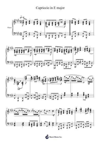 Capriccio in E Major Sheet Music by Boylety-Arr.Backpert Poexon