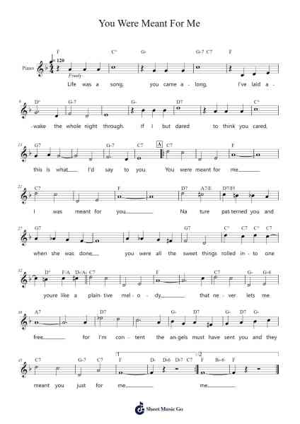 You Were Meant For Me Sheet Music by Nacio Herb Brown/Arthur Freed-Arr.Pubey