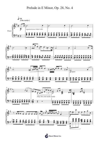 Prelude in E Minor, Op. 28, No. 4 Sheet Music by Frédéric Chopin-Arr.Yetkim Vauglvis