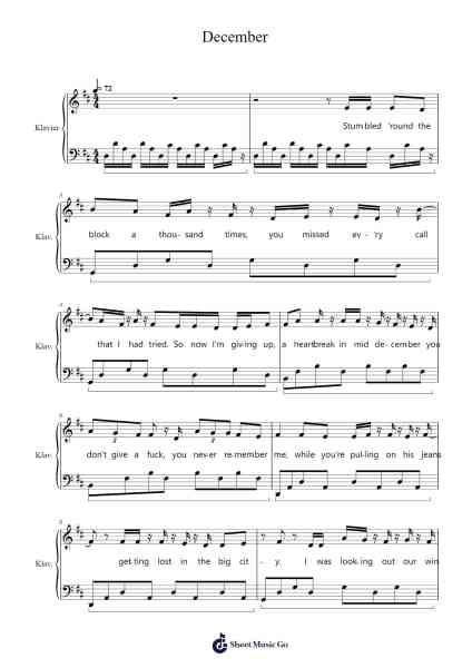 December Sheet Music by Neck Deep-Arr.Phillen Gillpont