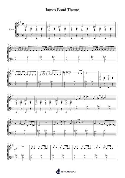 James Bond Theme Sheet Music by Monty Norman-Arr.Dechad