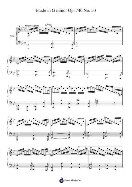 Etude in G Minor, Op. 740 No. 50 (Bravura in touch and tempo) Sheet Music by Carl Czerny-Arr.Pipril