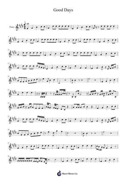 Good Days Sheet Music by SZA-Arr.Hughmand