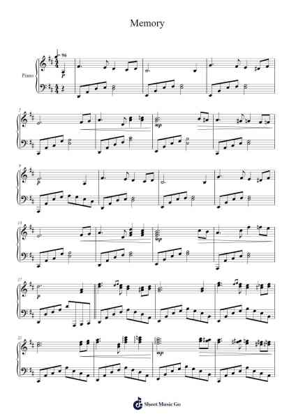 Memory Sheet Music by Masao Aichi-Arr.Xanbrowne