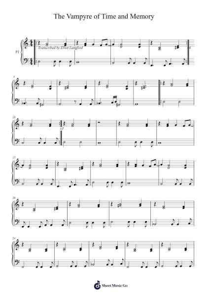 The Vampyre of Time and Memory Sheet Music by Queens of the Stone Age-Arr.Stilwald Mollswift