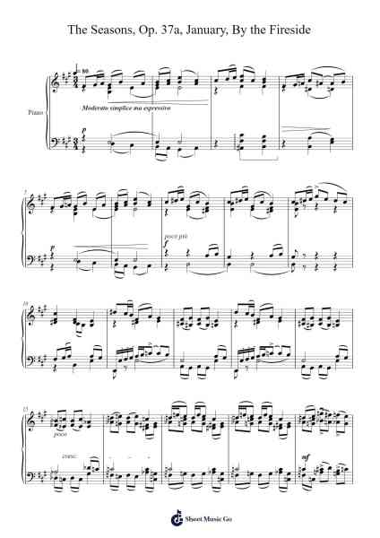 The Seasons, Op. 37a, January, By the Fireside Sheet Music by Pyotr Tchaikovsky-Arr.Blithephne