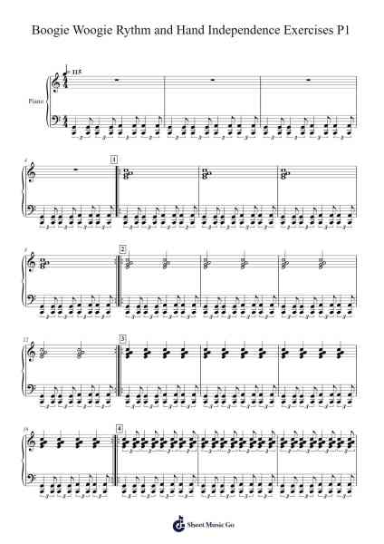 Boogie Woogie Rythm and Hand Independence Exercises P1 Sheet Music by Misc Traditional-Arr.Drylie