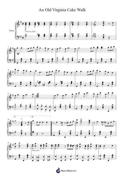 An Old Virginia Cake Walk Sheet Music by Louise V. Gustin-Arr.Ruthives Sibylxy
