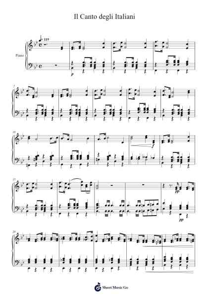 Il Canto degli Italiani Musica per pianoforte di Cletroy Ketes - Arr.Lengram Flowerliz
