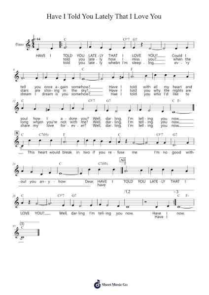 Have I Told You Lately That I Love You Sheet Music by Scott Wiseman-Arr.Cookjoe